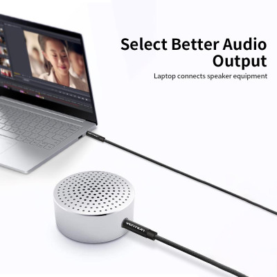 Cáp âm thanh AUX 3.5mm gắn trên ô tô Male to Male nổi có dệt vải cho PC điện thoại