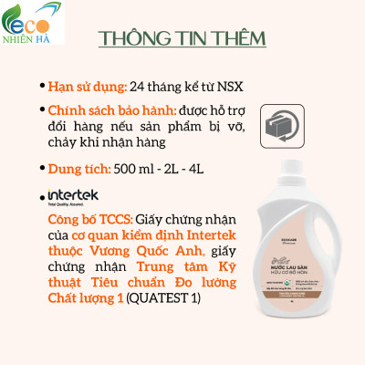 Nước giặt xả ECOCARE PREMIUM 4L tinh dầu nhài, nước giặt hữu cơ an toàn cho bé và mẹ bầu
