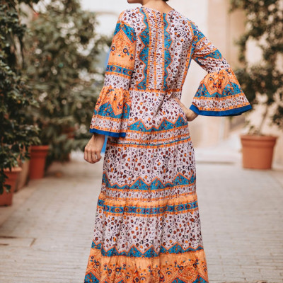 Maxi Boho Kết Cườm Cotton Isla Bonita