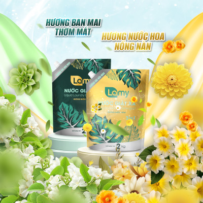 [MUA 1 TẶNG 1] Nước Giặt Xả Lamy EcoWipes Túi 2KG Hương Nước Hoa Thơm Lâu Sạch Nhanh Làm Mềm Vải 3IN1 (2 TÚI)