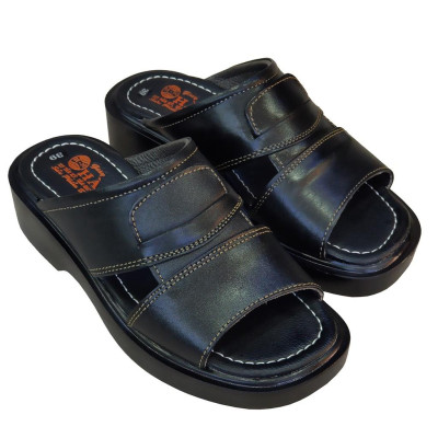 Dép Nam Quai Ngang Da Bò Thật TiTi ĐÔ Đế Cao Dành Cho Người Thấp DNA2129