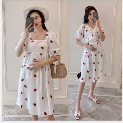 ĐẦM BẦU VÁY BẦU CÔNG SỞ KẾT TRÁI  DÂU TÂY DỄ THƯƠNG