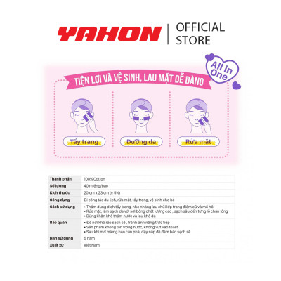 Bao Khăn Khô Lau Mặt Cao Cấp POP-PUF 100% Cotton, 40 Miếng/Bao