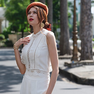 Áo Croptop Nữ Ôm Eo Áo Ren Nữ Cao Cấp Thời trang Thiết kế Hity TOP133 (Trắng Kim Cương)