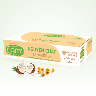 Thùng Sữa Đậu Nành Vinasoy Fami Nguyên Chất Vị Sữa Dừa (200ml x 36 Hộp)