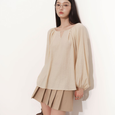 DOTTIE - Chân váy mini xếp ly - Nâu - S0275