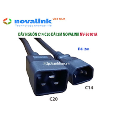 Dây nguồn C14 C20 dùng cho UPS, PDU, server dài 2m, Lõi đồng 3 x 2.08mm tiêu chuẩn UL - Hàng chính hãng
