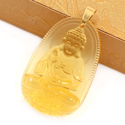 Mặt A Di Đà pha lê vàng 5cm