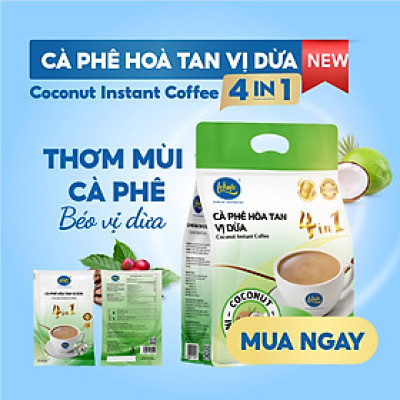 Cà phê hòa tan vị dừa 4in1 Lekofe  100% cà phê nguyên chất Đậm vị cà phê béo vị dừa Túi 24 gói 432g