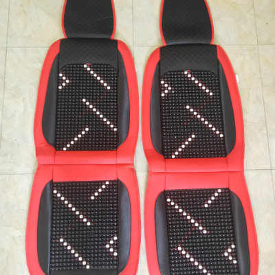 Lót Ghế Ô Tô hạt Gỗ Đệm Nỉ Cao Cấp họa tiết hoa văn màu Đen đỏ