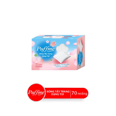 Hộp Bông Tẩy Trang Dạng Túi PUFFME, 70 Miếng/Hộp