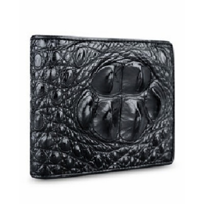 Ví Nam Da Cá Sấu Gù Đầu Huy Hoàng HT2213 (12.5 x 10 cm) - Đen