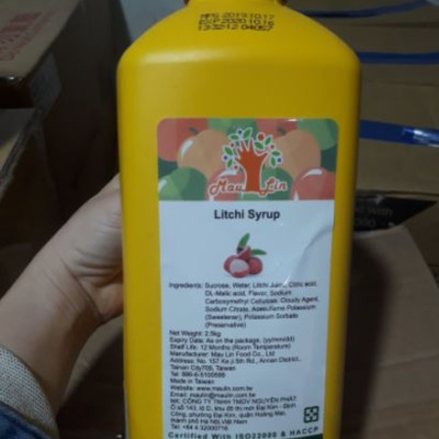Siro Vải MauLin (MauLin Litchi Syrup) Chai 2.5Kg - Nguyên liêu pha chế trà sữa hương thơm hảo hạng
