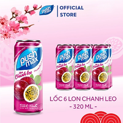 Lốc 6 Lon Nước Trái Cây Chanh Leo Pushmax (320ml x 6 Lon)