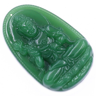 Mặt dây chuyền Phật Đại thế chí đá xanh 2.2 x 3.6cm ( size trung ) kèm vòng cổ dây chuyền inox rắn + móc inox, Phật bản mệnh