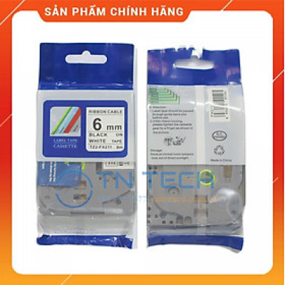 Nhãn In TZ2-FX211 - Đen nền trắng 6mm x 8m - Dùng cho máy in BROTHER - AIMO - PUTY [Hàng nhập khẩu]