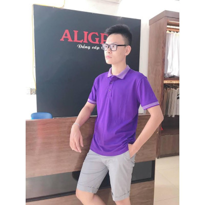 Áo phông polo nam trơn màu tím aligro ALGPLO27