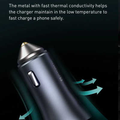 Tẩu củ sạc nhanh 40W cổng PD type c và USB hiệu Baseus Goldern Contactor  Pro đa năng cho xe hơi / xe ô tô trang bị LED đổi màu, Quick Charge 3.0 / Quick Chagre 4.0, PD 3.0, smartchip BPS 2.0 - Hàng nhập khẩu