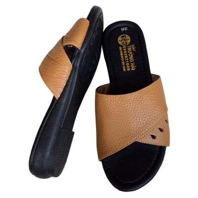 Dép nữ quai ngang 1 bản da bò đế đúc cao cấp Trường Hải QNN01264