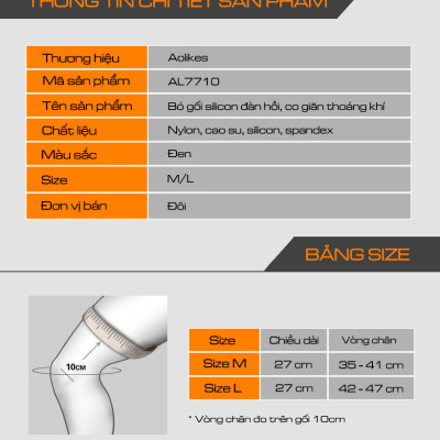 Băng bảo vệ đầu gối  AOLIKES A-7710 Sport knee support