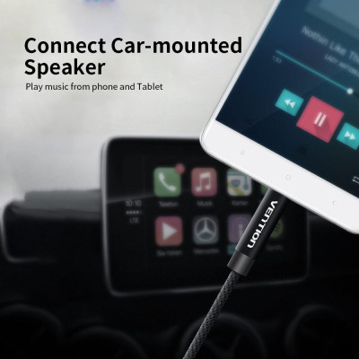 Cáp âm thanh AUX 3.5mm gắn trên ô tô Male to Male nổi có dệt vải cho PC điện thoại