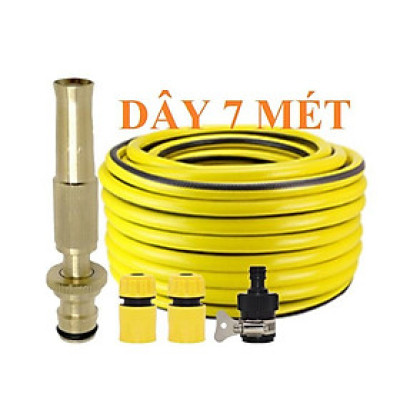Bộ dây vòi xịt nước rửa xe, tưới cây . tăng áp 3 lần, loại 7m, 10m 206587 cút sập,nối đen + tặng mở chai