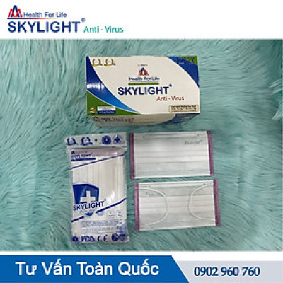 Khẩu trang y tế Skylight 4 lớp - màu Trắng có viền – Hộp 50 cái