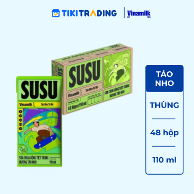 Sữa chua uống hương táo nho Vinamilk Susu - Thùng 48 hộp 110ml.