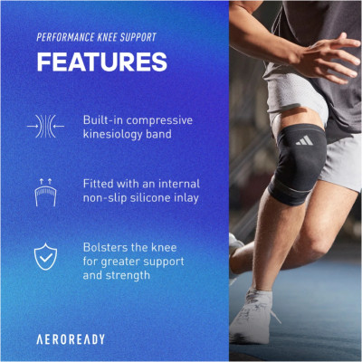 Bó Gối, Băng Gối Thun Co Giãn ADIDAS ADSU-1332NL Performance Knee Support (1 Cái) - Hàng Chính Hãng