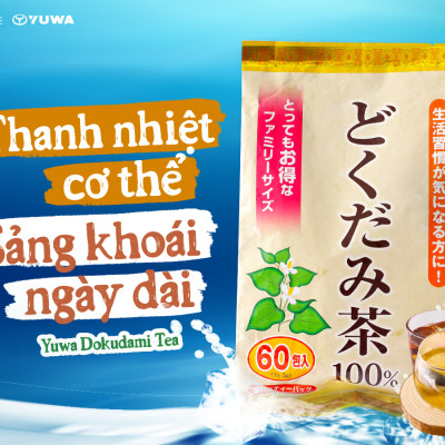 Trà Diếp Cá Yuwa 100% Lá Diếp Cá Giải Nhiệt Giải Độc,  Trừ Nắng Nóng Mùa Hè Yuwa Dokudami Tea 100% Gói 60 gói