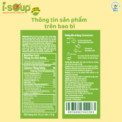 Canh Măng Chua Nấm Hương Ăn Liền ISOUP 50g 05 Viên - Viên Canh Ăn Liền Sấy Thăng Hoa