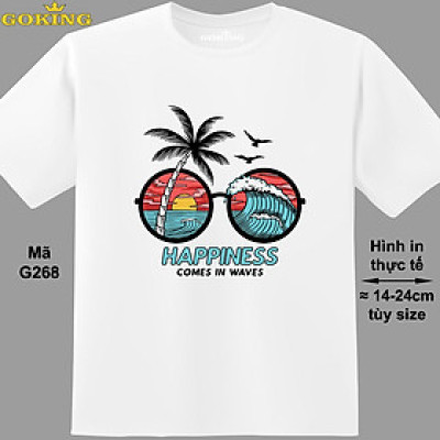 HAPPINESS COME IN WAVES, mã G268. Hãy tỏa sáng như kim cương, qua chiếc áo thun Goking siêu hot cho nam nữ trẻ em, áo phông cặp đôi, gia đình, đội nhóm