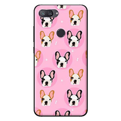 Ốp lưng in cho Xiaomi Mi 8 Lite mẫu Họa Tiết Pulldog Xương Nền Hồng - Hàng chính hãng