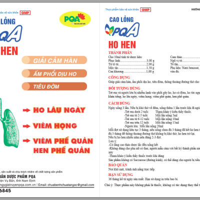 Siro Ho Hen PQA Hỗ Trợ Thông Thoáng Đường Thở Cho Người Hen Suyễn Hộp 125ml