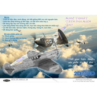 Mô Hình Lắp Ráp 3d Máy Bay Supermarine Spitfire