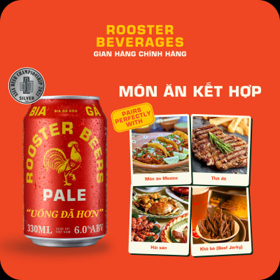Rooster Beers Pale (Bia Gà Pale) Thùng 12 Lon x 330ml