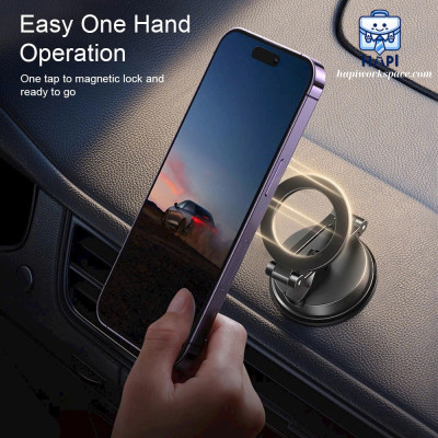 Giá đỡ điện thoại từ tính hàng chính hãng WiWU Wi-CH055 có thể gập lại và xoay 360 độ, dễ dàng mang theo, phù hợp dùng trên ô tô