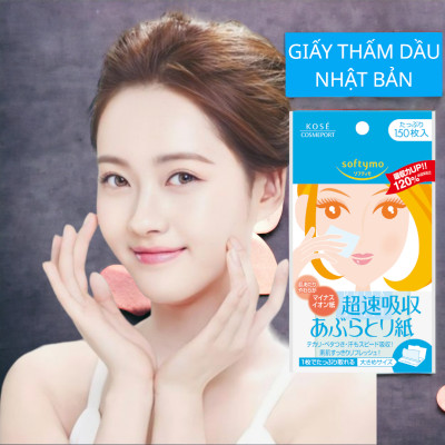Giấy Thấm Dầu Nhanh Kose Softymo Quick Oil Off Sheet (150 Miếng)
