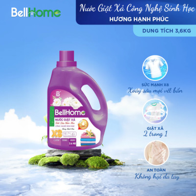 Nước Giặt Xả Công Nghệ Sinh Học Bell Home Tím Hương Hạnh Phúc 3,6KG