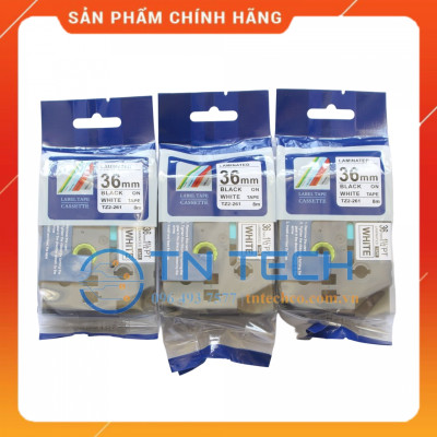 Nhãn In Tz2-261 - Đen nền trắng 36mm x 8m - Dùng cho máy in BROTHER - AIMO - PUTY [Hàng nhập khẩu]