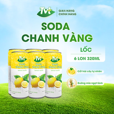 [Lốc 6 lon 320ml] Soda Chanh VàngTVT - Nước cốt chanh vàng tự nhiên cùng soda nhẹ nhàng