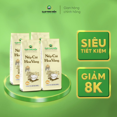 [TIẾT KIỆM] Combo 4 túi Nếp Cái Hoa Vàng Vinh Hiển - Tiết kiệm, siêu dẻo, thơm nhiều