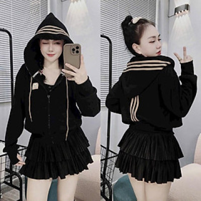 [LZ] Áo khoác nhung tăm xỏ ngón ( kèm túi trong) phối viền nón dễ thương hàng đẹp-A2196