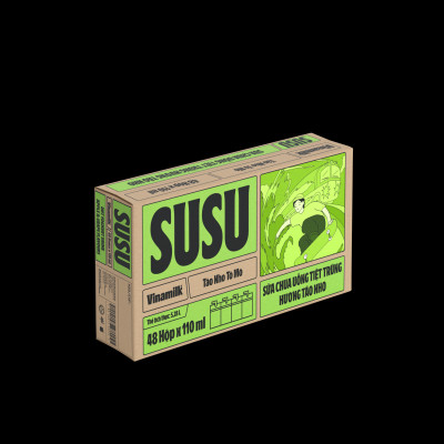 Sữa chua uống hương táo nho Vinamilk Susu - Thùng 48 hộp 110ml.