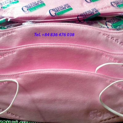 Khẩu trang y tế kháng khuẩn 4D GREEN LIFE màu hồng - có chứng nhận kiểm định chất lượng