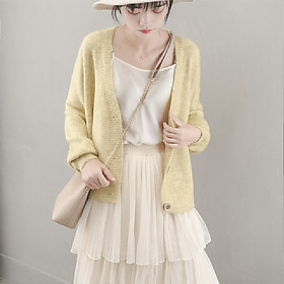 Áo khoác len cardigan đóng cúc, thiết kế trơn đơn giản , dễ phối đồ Ak11