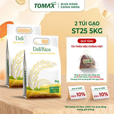 Combo 2 túi 5kg gạo ST25 Tomax thượng hạng, dẻo thơm 
