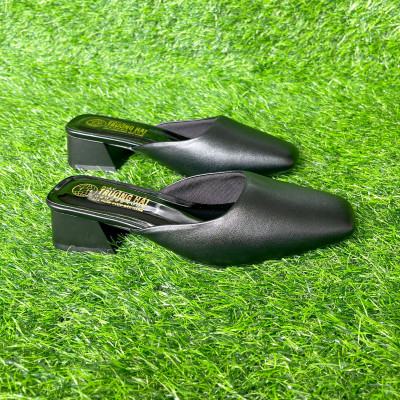 Giày sục nữ gót vuông 3cm Trường Hải mũi vuông da mềm SN155