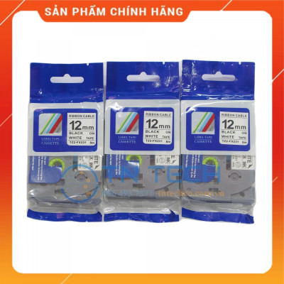 Nhãn In TZ2-FX231 - Đen nền trắng 12mm x 8m - Dùng cho máy in BROTHER - AIMO - PUTY [Hàng nhập khẩu]