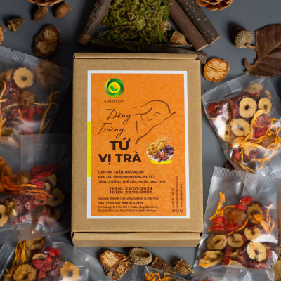 Trà Đông Trùng Hạ Thảo Tứ Vị Táo Đỏ Sunbeleaf – Bồi Bổ Cơ Thể, Bổ Khí Huyết, Tốt Cho Tim Mạch, Chống Lão Hóa – Hộp 10 Đến 20 Gói